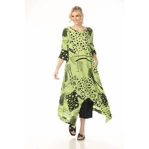 NEW MOONLIGHT mixed media print half sleeve dress in green